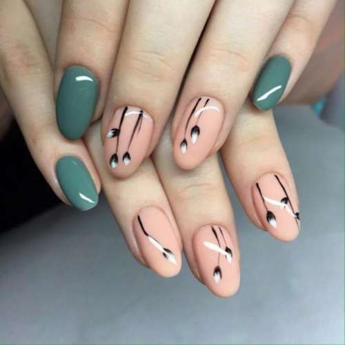 Изящный маникюр с цветочным рисунком